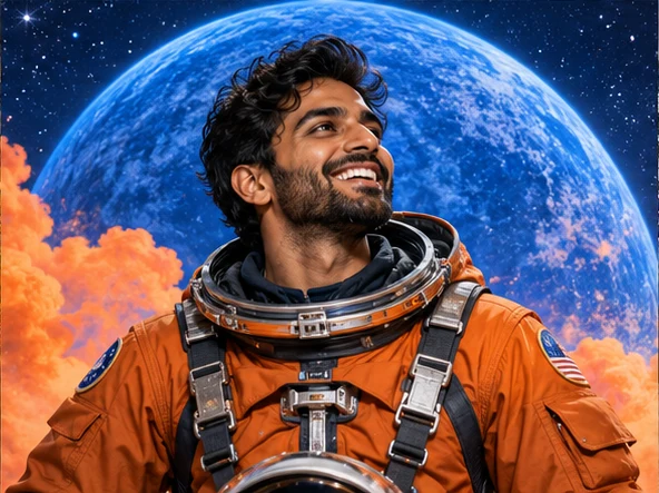 Illustrative AI portrait of a guest as an astronaut